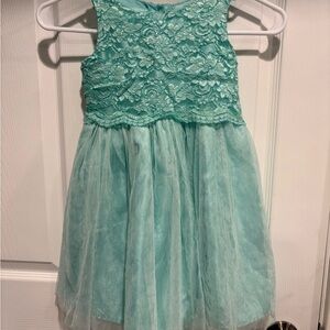 Youngland Teal Lace Formal Kids Dress